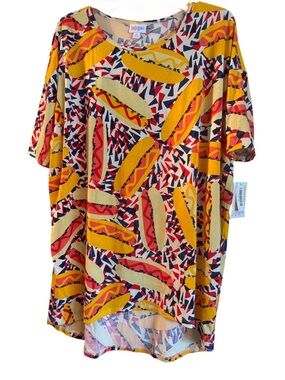 NWT LuLaRoe Yellow, Red & Navy Hot Dog Print Tunic